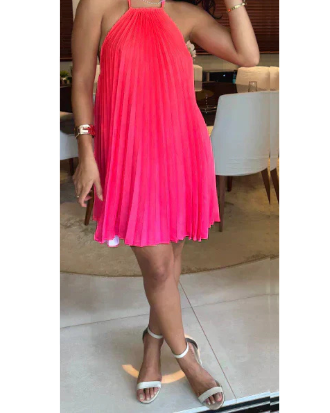 Vestido Plissado curto