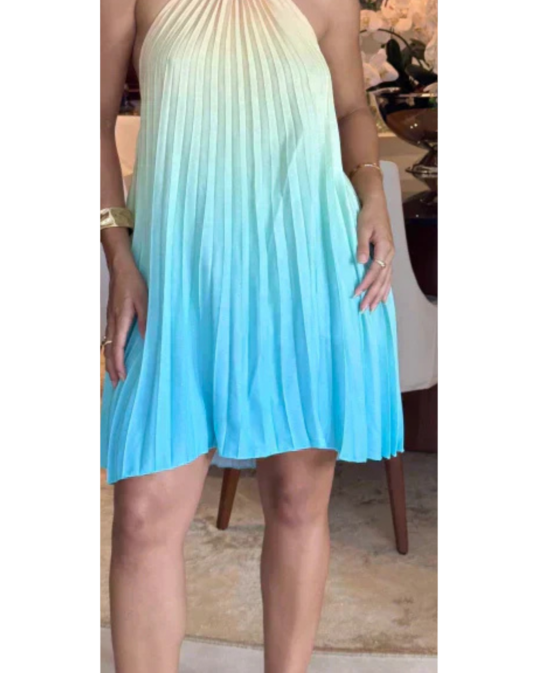 Vestido Plissado curto